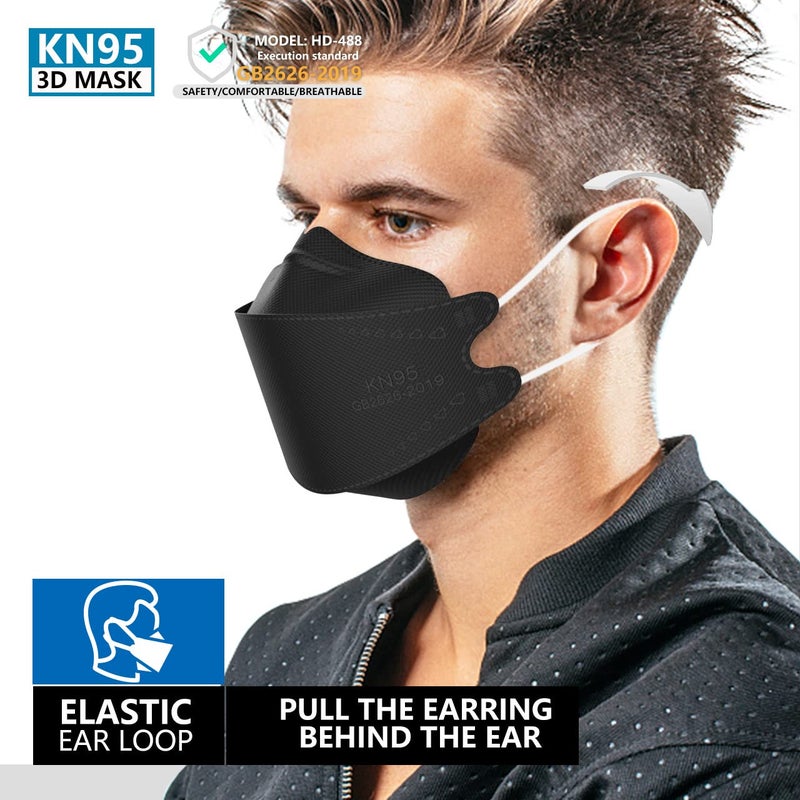 KIMARS KN95 Face Masks 100 Pack, Breathable Comfortable and Disposable KN95 Mask, Black - Image 4